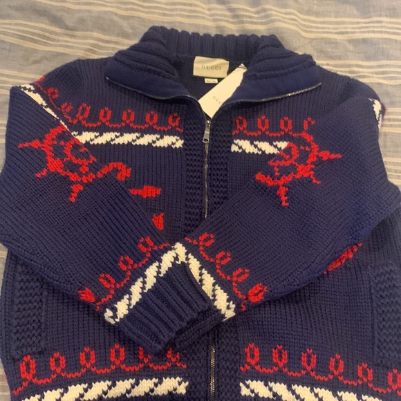 ⭐️⭐️⭐️SOLD ⭐️⭐️⭐️Gucci - Relaxed Intarsia Wool Zip-Up Cardigan - Picture 15 of 17